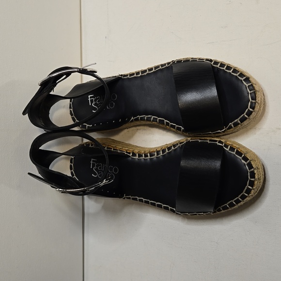 EUC, FRANCO SARTO Black Leather Platform Marona Sandals, Size 6 - Picture 2 of 8